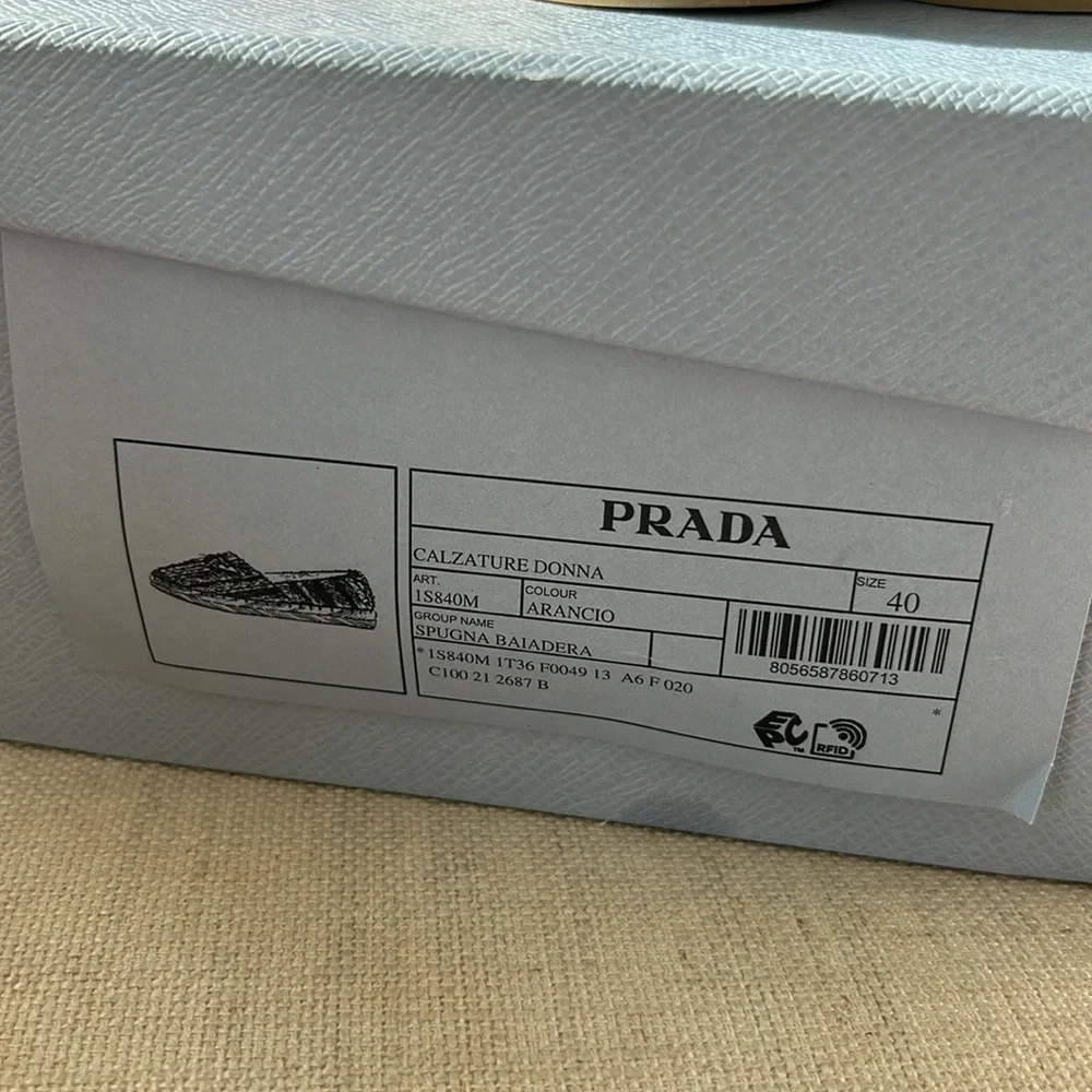 Prada Triangle Logo Striped-Terry Espadrilles